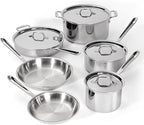 All-Clad D3 Stainless Steel Cookware Set - 10-Piece Pots and Pans Set, Induction, Oven Broiler Safe 600F - Includes Frying Pans, Saucepan, Sauté-Pan, Stockpot, Professional Cookware - Stainless Steel