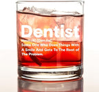 kunlisa Dentist Gifts Whiskey Glasses, Dental Hygienist Assistant Gifts, Dental 10 oz Drinking Rocks Glasses for Women Men Whisky Cocktail Scotch Bourbon Liquor