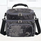 FlowFly Double Layer Cooler Insulated Lunch Bag Adult Lunch Box Large Tote Bag for Men, Women, With Adjustable Strap,Front Pocket and Dual Large Mesh Side Pockets