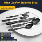 40 Piece Black Silverware Set Service for 8, EIUBUIE Premium Stainless Steel Black Cutlery Set, Mirror Polished Flatware Sets, Modern Kitchen Eating Utensils Sets Include Forks Spoons Knives