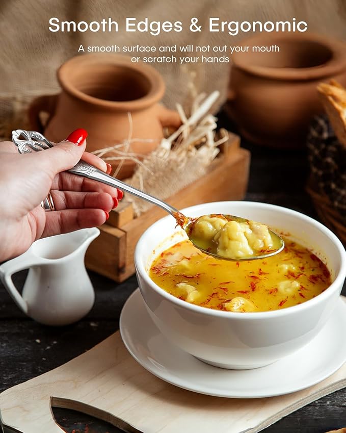 24 Pieces Silverware Set for 4, Retro Royal Flatware Set with Stainless Steel Forks Spoons Knives, Mirror Polished Vintage Tableware Cutlery Set for Kitchen/Hotel/Party Utensils Set, Dishwasher Safe