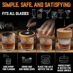 Electric Whiskey Smoker Kit - Whiskey Gifts for Men Dad - Premium Amarena Cherries, Syrup, Orange Dried Slices and 8 Flavors Wood Chips - Old Fashioned Cocktail Smoker kit