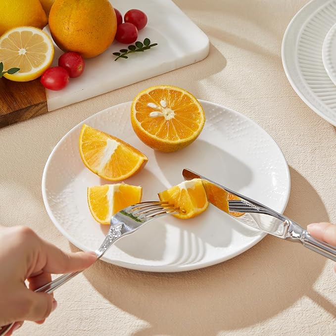 KINGSTONE Vintage Silverware Set, 20-Piece 18/10 Stainless Steel Retro Royal Flatware Cutlery Set for 4 with Carved Thick Handles, Tableware Utensils for Home,Party,Restaurant,Wedding,Dishwasher Safe