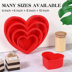 4 Inch Mini Heart Shaped Cake Pans Nonstick Silicone Heart Cake Molds for Baking Set of 2 (Red)
