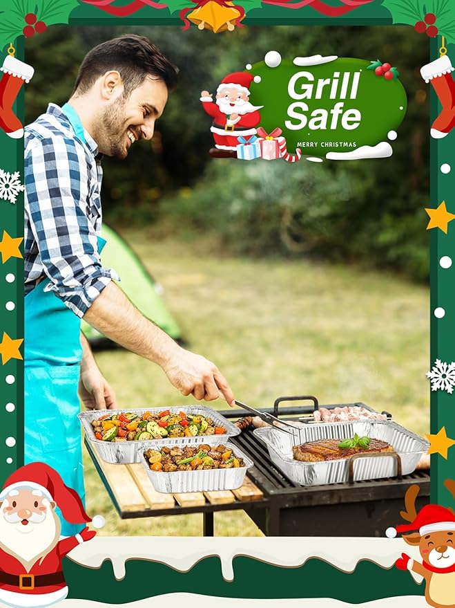 20 Set Disposable Aluminum Pans with Lids Assorted Sizes - 10 Large 10.25x12 Foil Pans Half Size & 10 Small 8x8 Tin Foil Baking Pans, Tin Trays Containers for Meal Prep, Food Cooking, Roasting