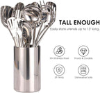 Double Wall Utensil Holder - 304 Stainless Steel Sleek Kitchen Utensil Holder for Countertop, Spatula Spoon Storage Organizer, Large Cooking Utensil Caddy Counter, Shining Utensil Crock, Mirror Polish