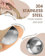 Tea Kettle Stovetop, 2.1 Quart Stove Top Whistling Tea Kettle, Teapot Kettles with Food Grade Stainless Steel and Wood Pattern Folding Handle, Suitable for All Heat Sources