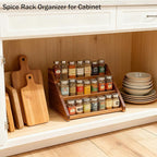 Acacia Wooden Spice Rack for Countertop - 3 Tiered Spice Rack Organizer for Cabinet - Kitchen Spices Organizers Holds 24 Jars - Spices Shelf for Kitchen Storage Pantry Seasoning Organizer