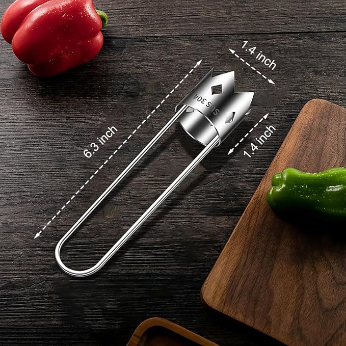 Red Bell Pepper Seed Corer,Multifunction Stainless Steel Pepper Corer Seed Remover Tool, Kitchen Utility Gadgets for Cored Bell Peppers, Apples, Pears