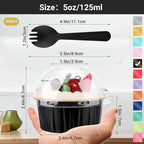 EUSOAR Creme Brulee Ramekins Disposable, 60pcs 5oz Foil Baking Cups with Lids and 60pcs Sporks Individually Wrapped, Disposable Foil Ramekins with Lids for DIY Picnic Wedding Birthday Party Favor