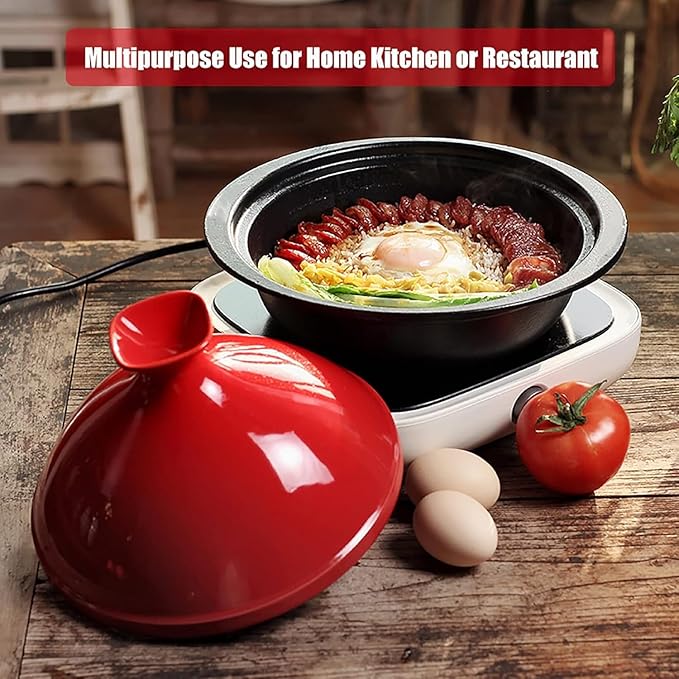 Enameled Cast Iron Tagine Pot - Nonstick Moroccan Casserole Dish for Stews and Slow Cooking - Durable Ceramic Cookware for Home Use