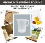 Appletofu Plastic Graduated Measuring and Mixing Pitcher - 2000ml Plastic Graduated Measuring Pitcher - Large Cylinder Graduated Measuring Container with Handle and Pour Spout - 2 Liter