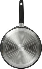 Oster Platinum Oxburg 11 Inch Frying Pan/Comal/Flat Pancake Pan Forged Aluminum PFA Free Non-toxic Premium Ceramic Non Stick Interior Skillet, Kitchen Egg Pan, Omelet Pan - Black w/Wood Handles