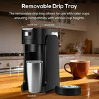 SOPPY Single Serve Coffee Maker for K Capsule, 3 Seconds Instant Hot with Adjustable Temperature Control, Dual Brew Modes, Transparent Water Tank & Removable Stand, Fast Brewing Coffee Machine, Black