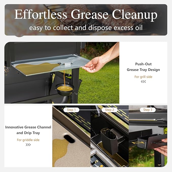 Sophia & William Propane Gas Grill and Griddle Combo with Porcelain-Enameled Cast Iron Grates, Dual Outdoor BBQ Grill with Flat Top Griddle for Barbecue, 696 SQ.IN. Cooking Area