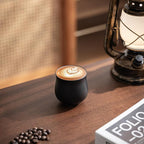 4-Oz Ceramic Espresso Cups Set - Multi-Color, Handle-Free Design for Home & Cafe | Dishwasher-Safe Stoneware Cups (black,4)