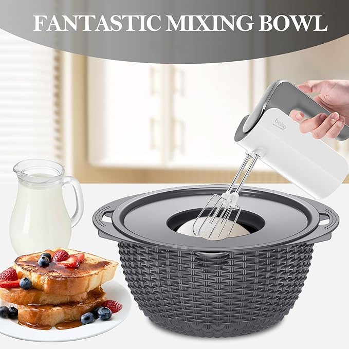 4-in-1 Colander with Bowl Set – Food Strainers and Colanders - Stainless Steel Rotatable Strainer for Fruits & Veggies – Pasta Strainer - Kitchen Essentials - Grey