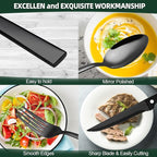 48 Pieces Black Silverware Set with Steak Knives, CEKEE Stainless Steel silverware set for 8, Black Flatware Cutlery Kitchen Utensils Set, Spoons and Forks Set, Mirror Polished & Heavy Duty