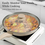 Granite Nonstick Cookware Set - 3 Pcs Induction Skillets, Egg & Omelette Frying Pans with Lids, Healthy, No Toxic, PFOA Free