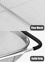 Over The Sink Colander 6 Quart Stainless Steel Fine Mesh Strainer Basket & Expandable Rubber Grip Handles - Strain, Drain, Rinse Fruits, Vegetables