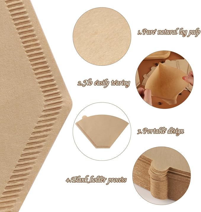 160 Count #4 Cone Coffee Filters 8-12 Cup Disposable Coffee Filters 4 Cone Paper Unbleached Natural Number 4 Filters Paper Compatible with Ninja Coffee Filter, Drip and Pour Over Coffee Maker