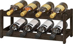 BAMEOS Wine Rack Freestanding 2 Tier 8 Bottle Bamboo Wine Racks Countertop Cabinet Wine Holder Wine Storage Shelf for, Bar, Pantry Wine Cellar Basement Countertop Mocha (16.85 L x 9.25W x 7H
