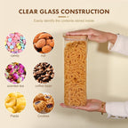 Glass Food Storage Jars 76 oz Set of 3,Glass Storage Containers Clear Glass Food Canister with Bamboo Lid Airtight For Serving Tea, Coffee, Flour, Sugar, Candy, Cookie, Spice and More (Square)