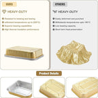 Aluminum Foil Pans, Heavy Duty Aluminum Pans, Disposable Aluminum Pans,Gold Foil Pans, Deep Container for Heating, Baking, Cooking, BBQs, Parties,Storing,Catering (1200ml/40.5oz 5 Pack)