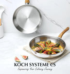 KOCH SYSTEME CS Stainless Steel Frying Pan Set, 18/10 Stainless Steel Pans Set with Heat-resistant Handle, Triply Base Induction Cooking Pans Set, Fast & Even Heat, Dishwasher Safe, 8" & 10"