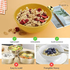 Wheat Straw Bowls Set 60 OZ Unbreakable Large Cereal Bowls Set of 6 Microwave and Dishwasher Safe Bowls Big Bowls for Apartment and Dorm BPA Free Soup Bowl for Serving Oatmeal and Salad Yellow