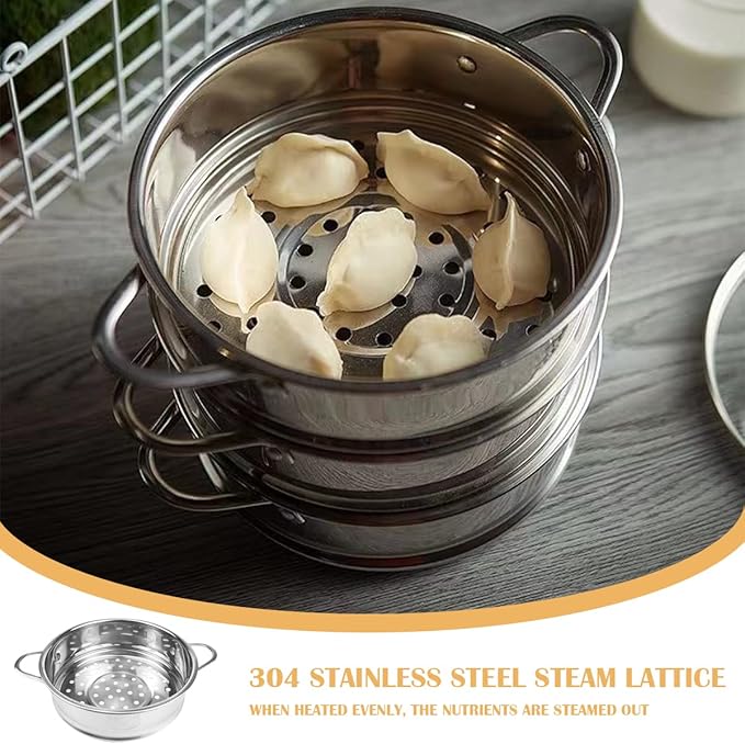 Stainless Steel Steamer Pot 6.3 Inches Round Cooking Rack Food Steamer Basket Insert for Kitchen Dim Sum Dumplings Bun(16cm)
