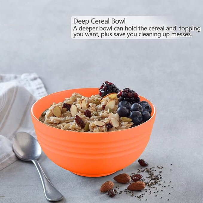 Homestockplus Unbreakable Cereal Bowls 25 OZ Microwave and Dishwasher Safe BPA-Free Bowl Dessert Bowls for Serving Soup, Oatmeal, Pasta and Salad [Set of 6]