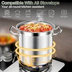Stainless Steel Stock Pot - 24QT Heavy Duty Induction Cooking Pot with Visible Lid, Nonstick Thick Bottom Big Stockpot, Deep Cookware for Canning, Boiling Beer Brewing, Soup, Seafood Boil Soup Pots