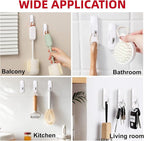 Utility Wall Hooks for Hanging Large 10 Hooks, Damage Free Hanging Wall Hooks with Adhesive Strips, Heavy Duty Adhesive Hooks Damage Free for Key Holder, Coat, Door, Shower Hanging