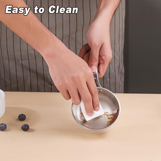 Mini Sauce Pan Butter Warmer Pot with Handle 18/10 Stainless Steel Small Pot for Melting Butter Heating Sauce Gravy & Oil (0.12Quart) - Silver