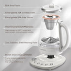 BUYDEEM K156 Tea Maker, Electric Kettle for Coffee and Tea Brewer, 6 Brew Strength Selection for Extracting, 4 Temperature Settings, Boil Dry Protection, 2 Hours Auto Keep Warm, Oat White, 1.5L/1.6QT