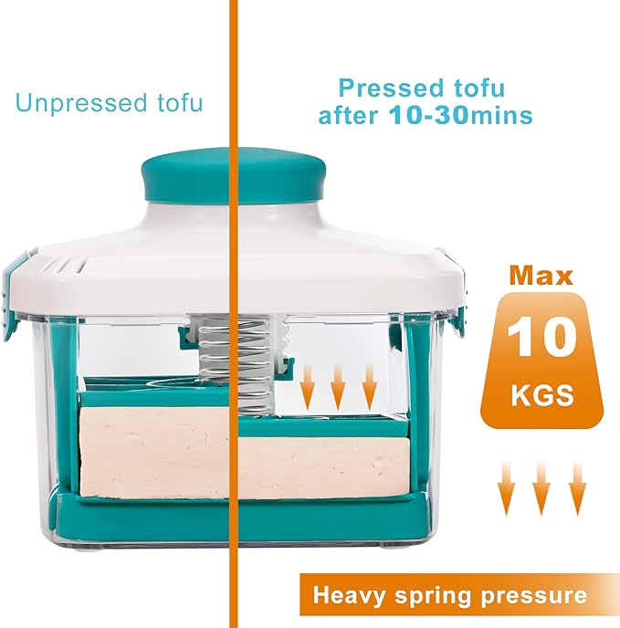 NOYA Adjustable Tofu Press - Vegan Tofu Press to Speed up Removing Water from Silken, Firm, and Extra Firm Tofu in 10-30mins without Crack - BPA Free