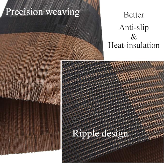 PIGCHCY Placemats,Durable Placemats for Dining Table,Washable Woven Vinyl Kitchen Placemats Set of 4 (Brown)