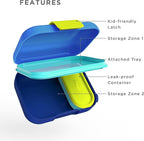 ZOKU - Mini Bento Box for Kids, Stackable, Lightweight, Leakproof, for Children, Kid Friendly Latch, Easy to Clean (Bento Jr) (Blue)