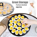 HANSGO Deviled Egg Containers with Lid, 3PCS Deviled Egg Platter Carrier Holder Trays with 66 Slots for Party and Home Kitchen, Black