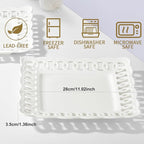 Ceramic Square Dinner Plates, 11 inch Square Serving Plate Set of 4 for Steak Pasta Salad Snacks Pizza Appetizer, New Bone Porcelain Plates with Lace Rim, Party Wedding Birthday Christmas Gift, White