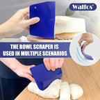 Walfos Dough Scraper Set of 3, Flexible Silicone Bowl Spatula, Kitchen Plastic Bench Dough Scraper Tool for Bread Dough, Sourdough, Cake, Fondant Icing, Blue & Teal/Aqua…