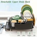 Runnatal Large Dish Drying Rack with Drainboard Set, Stainless Steel Detachable 2-in-1 Large-Capacity 2-Tier Over The Sink Anti-Rust Dish Rack and Dish Drainer for Kitchen Counter