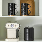 Nihow 16OZ Stackable Coffee Mug Set, Large Ceramic Coffee Mug Set of 4,Coffee Cup Set for Cappuccino/Latte/Cocoa,Dishwasher & Microwave Safe, Matte Black