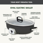 GreenPan Elite 5.5QT Electric Oval Skillet, PFAS-Free Ceramic Nonstick, 1800 Watt, Dishwasher Safe Lid & Removable Crock, Adjustable Temp Control, Multi-Cooker, Sear, Sauté, Rice, Stir-Fry, Black