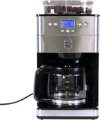 Kenmore Elite Grind And Brew Coffee Maker - Burr Grinding Ground Coffee Bean Hopper With Drip Pot, 12 Cup Programmable Automatic Brew Coffee Machine For Barista Style Cafetera, Use For Kitchen & Café