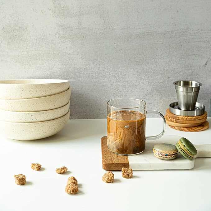 Travel Glass Pour Over Coffee maker Set 4pcs (Gray) | 18/2 Stainless Steel Filter Dripper and Lid | BPA Free Borosilicate Glass Mug | Paperless Drip Coffee Maker Pour Over For Coffee Lovers