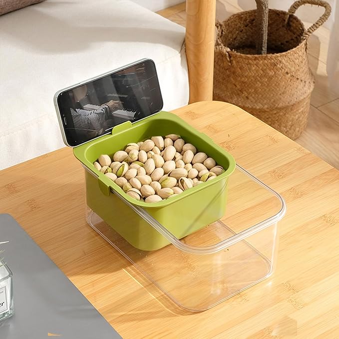 Double Layer Pistachio Bowl with Shell Storage, Multi-functional Drain Basket 2025 New Fruit Cleaning Bowl Nut Bowl for Snacks, Sunflower Seeds, and Candy, Ideal for Party and Home Use