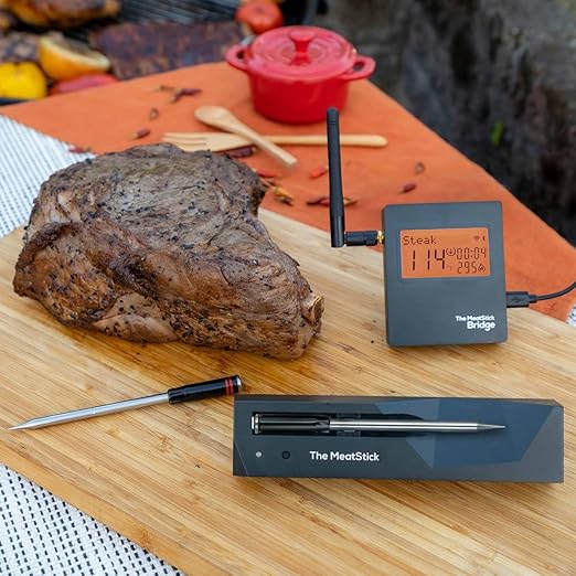 MeatStick WiFi Bridge Set | 2-Probe Package | Smart Wireless Meat Thermometer | Unlimited Range Digital Food Probe with Bluetooth | for Smoking, Grilling, BBQ, Air Fryer, Deep Frying, Oven, Rotisserie