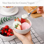 NUTRIUPS 10oz Ice Cream Bowl, 4.3in Small Ceramic Bowls for Dessert Snack Rice Side Dishes, White Dip Bowl, Set of 8